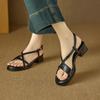 Krazing Pot Cow Skin Thick Med Heels Peep Toe Summer Size 42 Brand Shoes Concise Design Gladiator Elegant Women Sandals