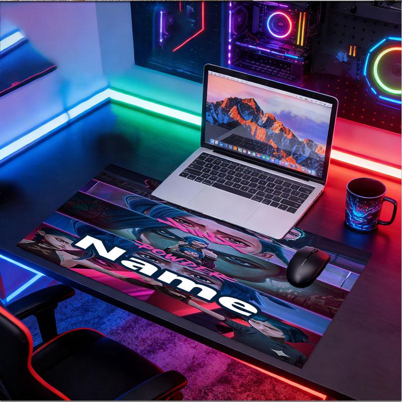 Custom Name Personalized Jinx Pattern Mousepad, Laptop PC Desk Mat, Decorative Desk Mat for Home Keyboard Pad Gift