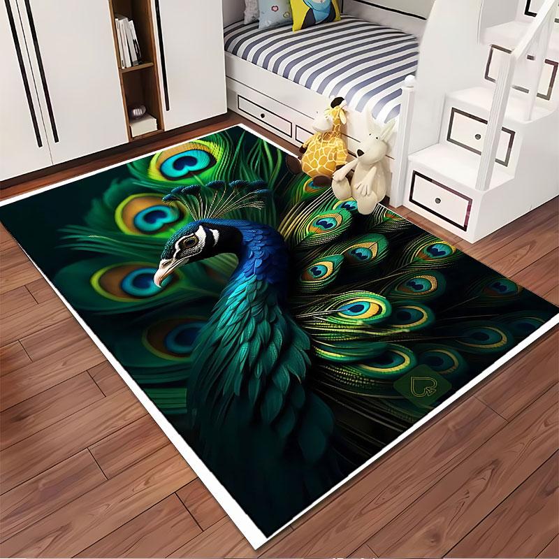 Peacock Feather Design Carpet Suitable As a Non-slip Mat for the Living Room or Bedroom Sofa