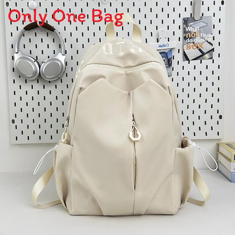 Nylon Girls Backpack With Letter Embroidery And Curved Shoulder Straps For School And Travel
