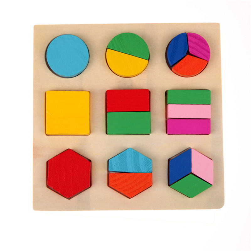 Kids Baby Wooden Learning Geometry Educational Toys Puzzle Montessori Early Learning Free  Shipping