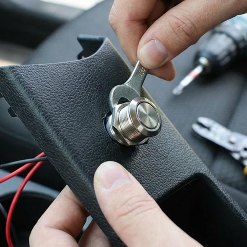 12mm Momentary Push Button Switch 12V Waterproof Power Pushbutton Small Round Chrome Stainless Metal 2pin N/O Switch Cable