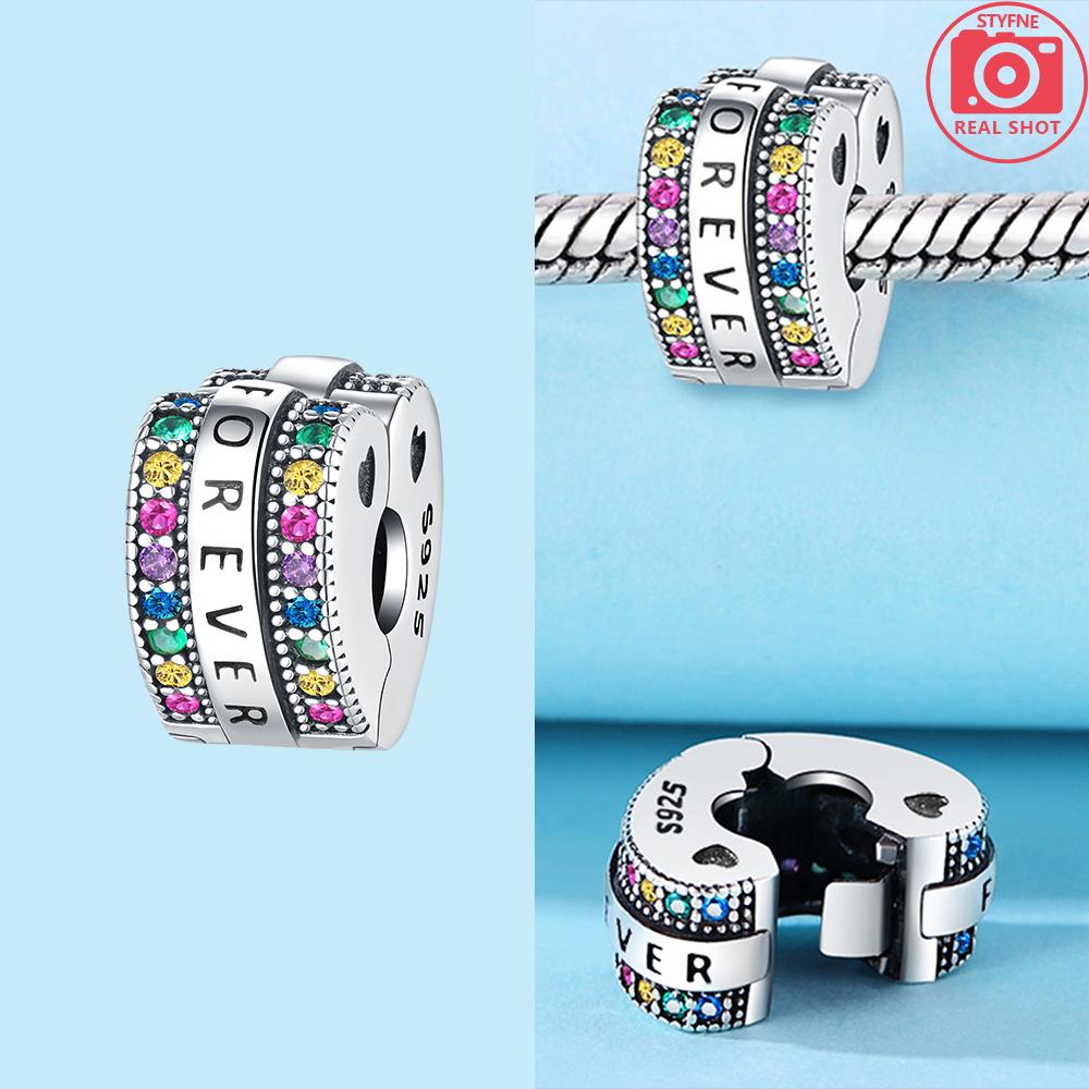 Rose Gold Pink Zircon Love Heart Beads Fit Bracelet Charms Copper Original Jewelry Women Diy Accessories