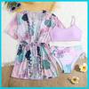 2025 European & American Fashion Kids' Three-Piece Print Swimsuit Set
