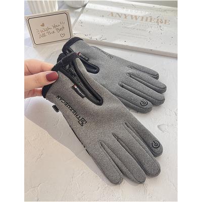Verdickte Fleece-Sport-Reißverschluss-Alphabet-Radhandschuhe