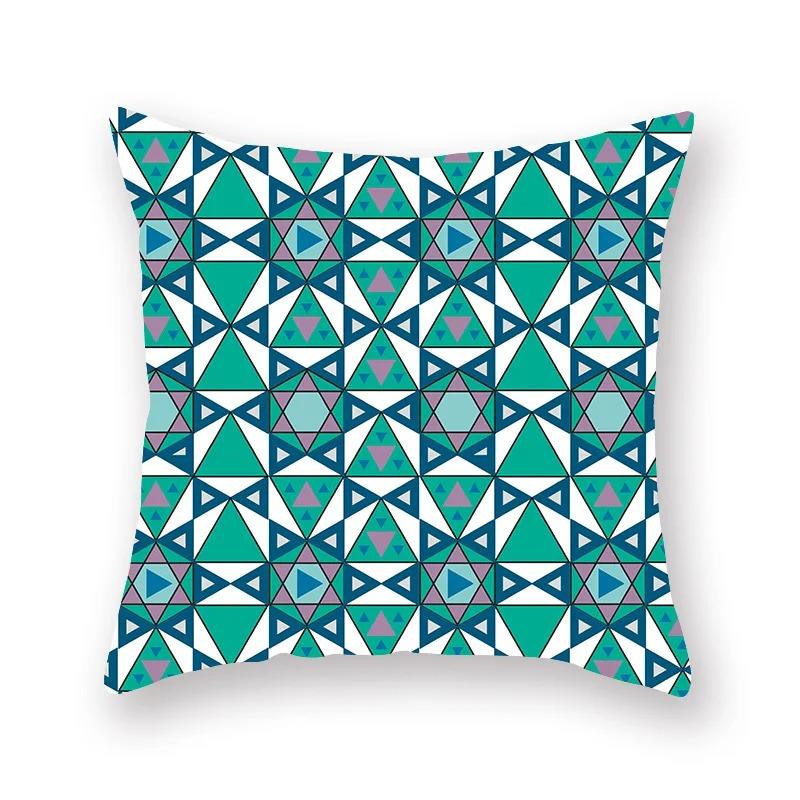 Simple Green Geometric Line Print Luxury Home Decoration Pillowcase Living Room Sofa Car Cushion Cover