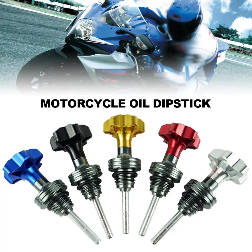 Scooter Motorcycle Engine Oil Dipstick Filler Cap Plug Engine Crankcase Oil Level Gauge Red Blue Black Gold Silver Aluminum