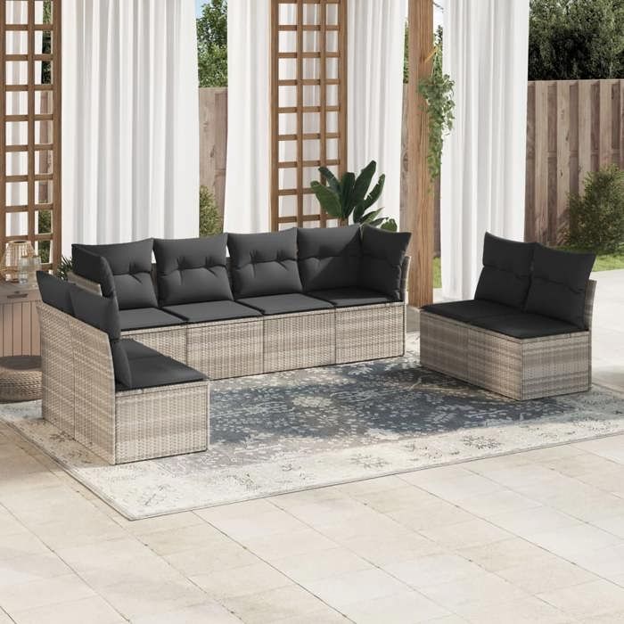 VidaXL Garden Lounge Set with Cushions 8 Pcs, Sofas with Adjustable Feet, Outdoor Furniture Set Patio Terrace, 3249291