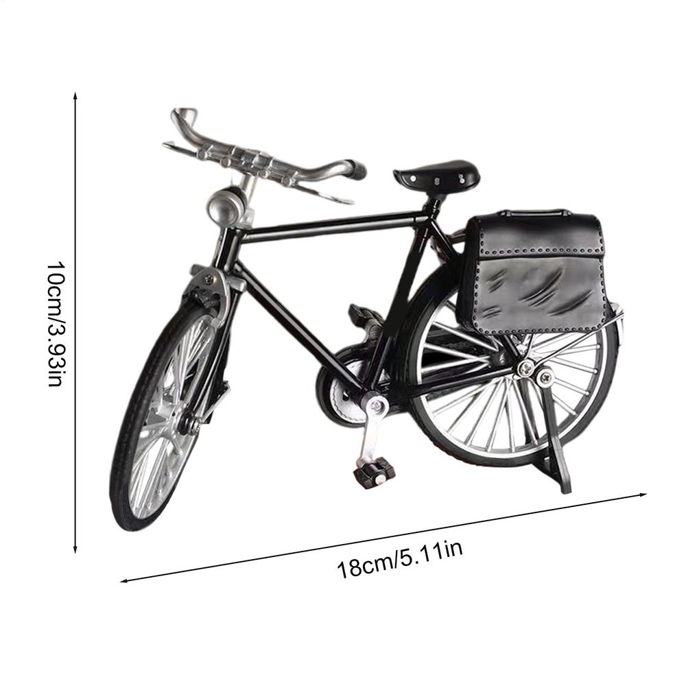 18x10x3cm Retro Aluminum Alloy Bicycle Model Toy Simulated Mechanical Bike Collection Ornament Classic Vintage Mini Bike Decor
