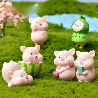 Niedliche Schweinchen Cartoon Tierfiguren Mikrolandschaft Sukkulenten Dekorative Hängeaccessoires Kunsthandwerk Desktop Auto Ornamente