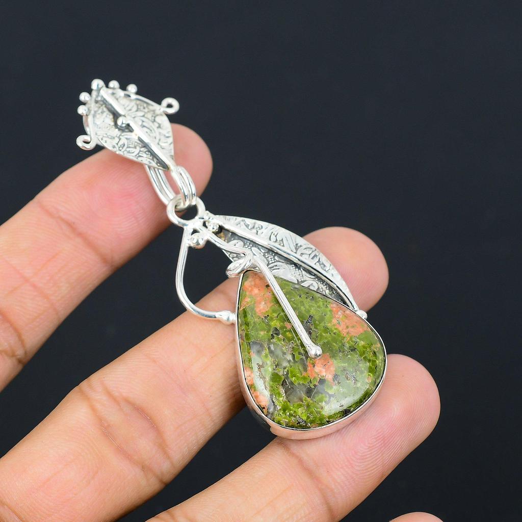 925 Sterling Silver Unakite Stone Birthday Mother Engagement Anniversary Pendant
