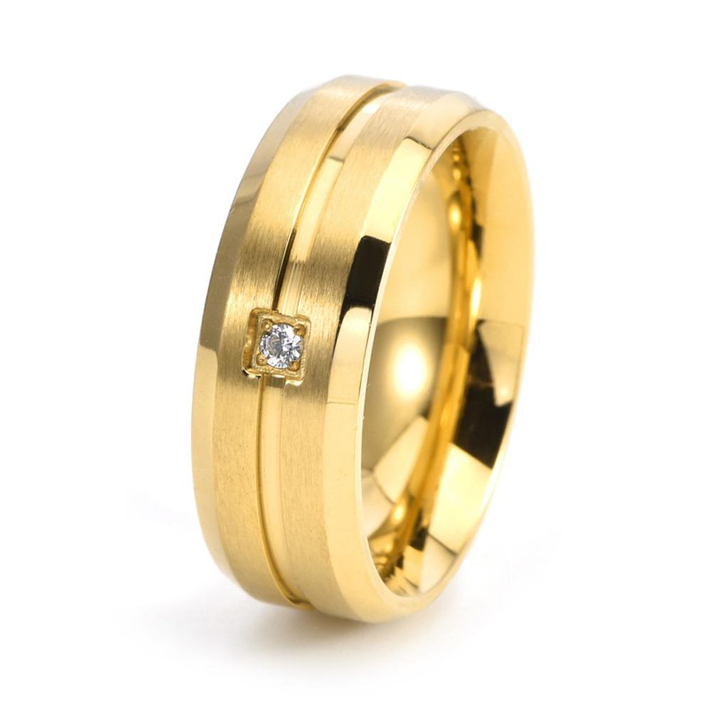 Men's Titanium Steel Ring Minimalist Carved Single Diamond Brushed Wedding Band Trendy Jewelry Gifts for Him Valentine's Day