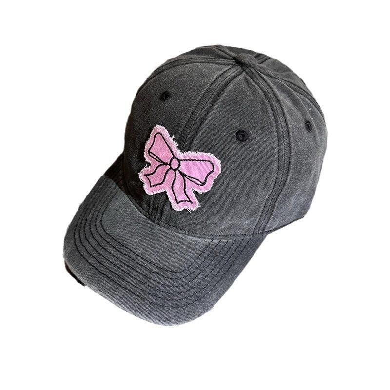 Stylish Bow Cotton Duckbill Cap Sun Protection Baseball Cap With Curved Brim