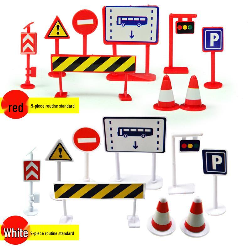 Children's Parking Scene 9-Piece Set with Traffic Lights & Signs