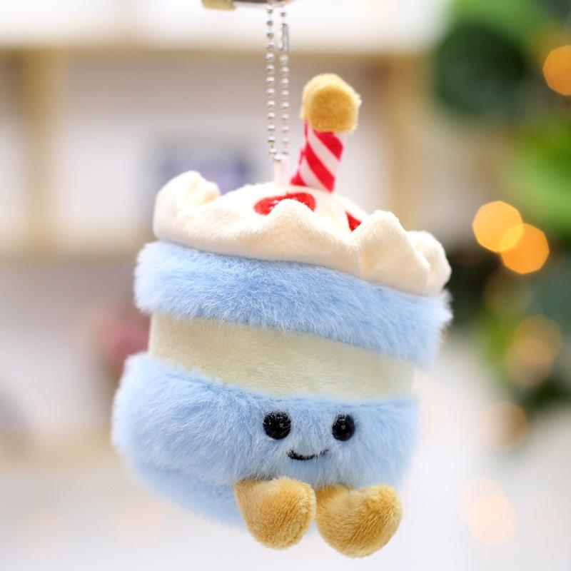 Cute Cute Milk Tea Cup Pendant Birthday Cake Plush Toy Doll Bag Hanging Ornament Keychain Gift