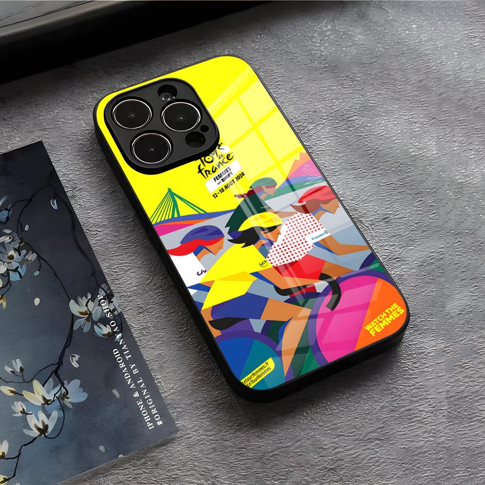 

T-Tour De France Bicycle Phone Case For IPhone 17 Air 16 E Pro Max 15 14 13 Mini 12 Pro 11 Max Plus Black Glass Cover iPhone 11ProMax