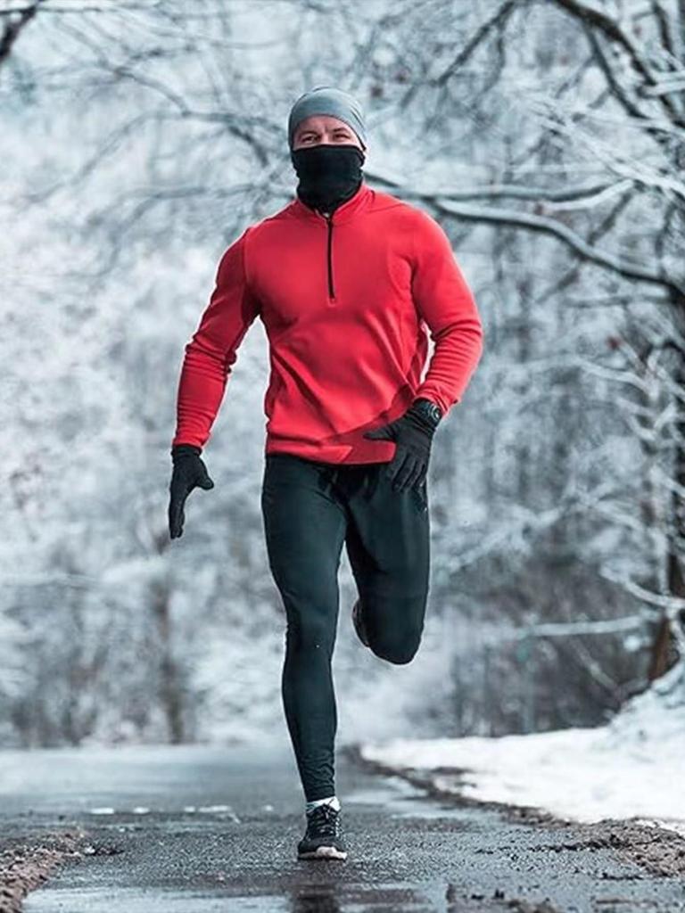 Herren Thermisches Fleece Laufshirt mit hohem Kragen