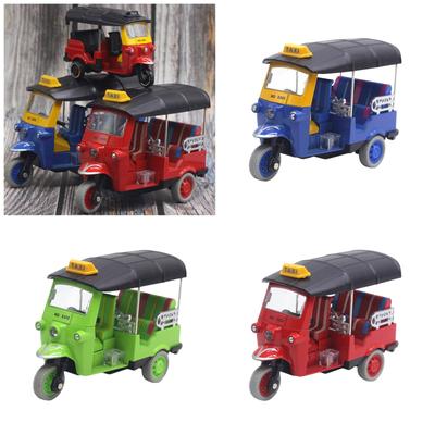 Thai Tricycle Model Simulated Toy Alloy Tuk Tuk Model for Kids and Collectors In Bright Color with Alloy Construction