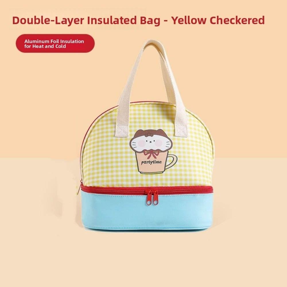 Double-layer Picnic   Bag Fresh-Keepin Insulated Tote Bag  for School Picnic Office