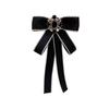 Rhinestone Crystal Bow Brooches Cloth Art Necktie Trend Shirt Collar Pins  Jewelry Accessories