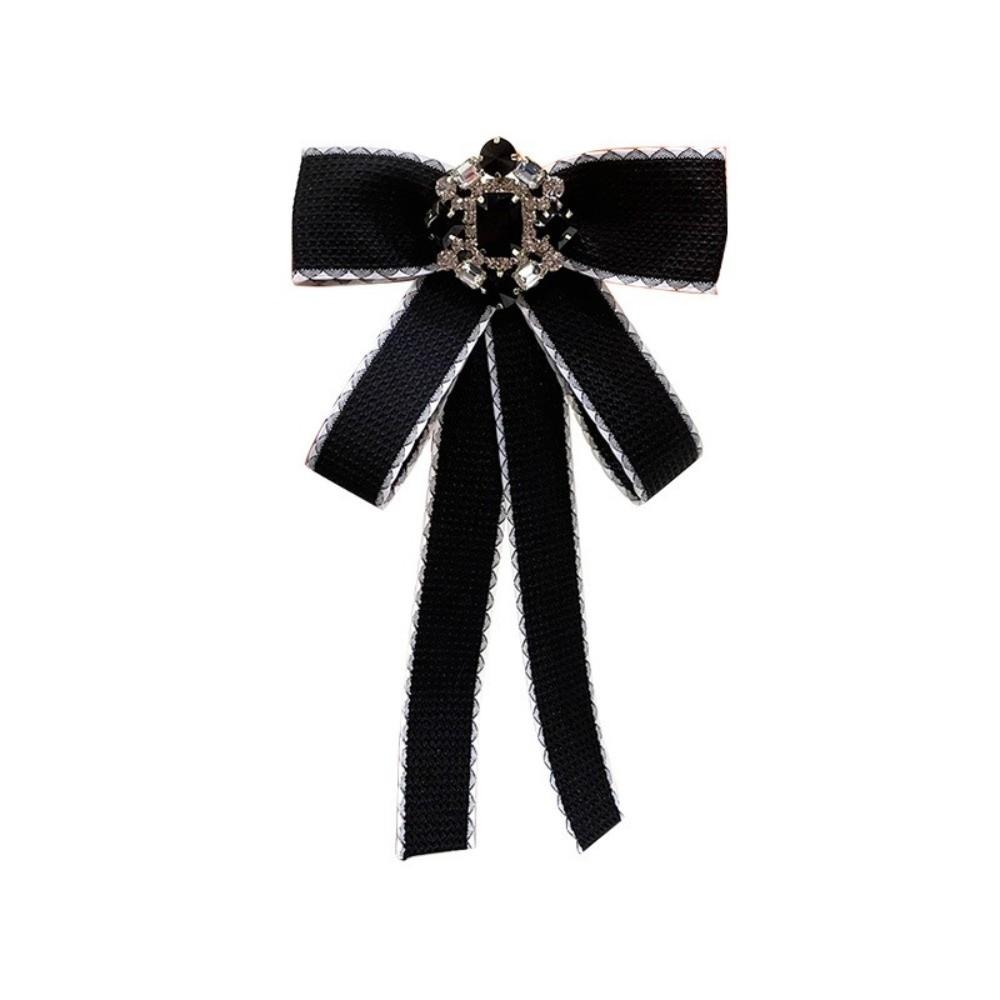 Rhinestone Crystal Bow Brooches Cloth Art Necktie Trend Shirt Collar Pins Jewelry Accessories
