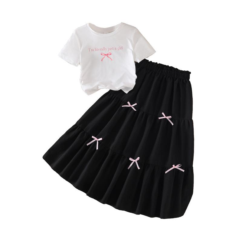 Girls' Casual Set - Summer Children's Fashionable Top and Skirt Set (two-piece)