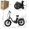 Folding Electric Bike Step Through Moped E-bike 20*4.0 inch Fat Tire 750W Motor 48V 18Ah Battery 150Kg Max Load