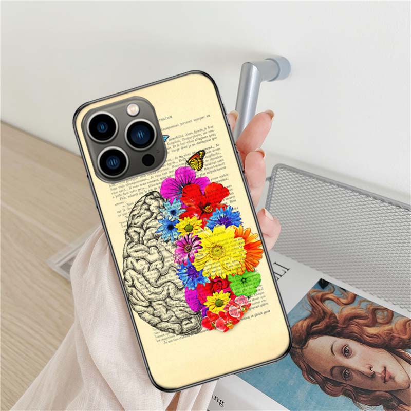 Medical Human Organs Brain Meridian Kidney Phone Case For Apple Iphone 16 15+ 17 Pro Max 14 Plus 16E Air 13 12 Mini Clear