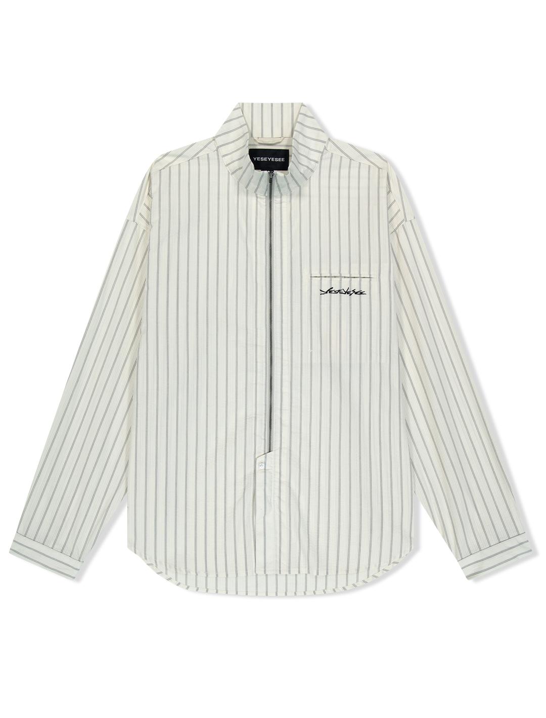 Yes Ic Hi Neck Two Way Zip Up Shirt White White/M