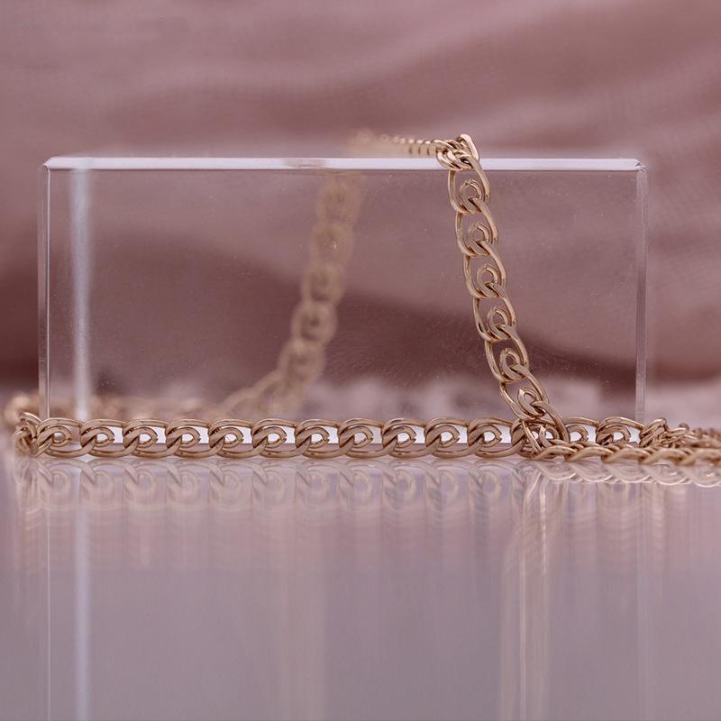 Fashion Round Flat Shape Pendant Necklace Rose Gold Color Chain Necklace for Women Daily Life Necklace