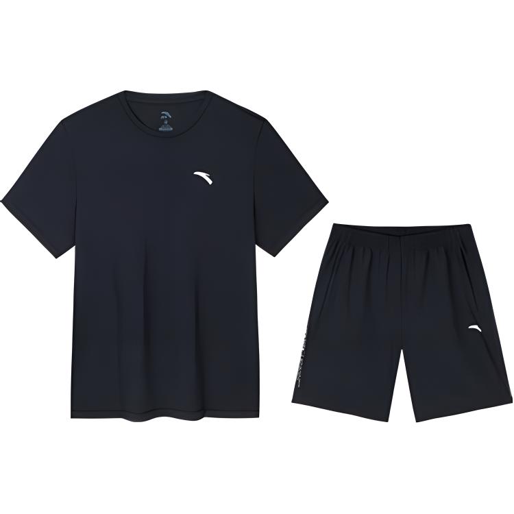 

Anta Breathable Fitness Running Comfortable Short Sleeve Shorts Casual Sports Suit Men Sports Suit Basic-Black 952427203-3 XL