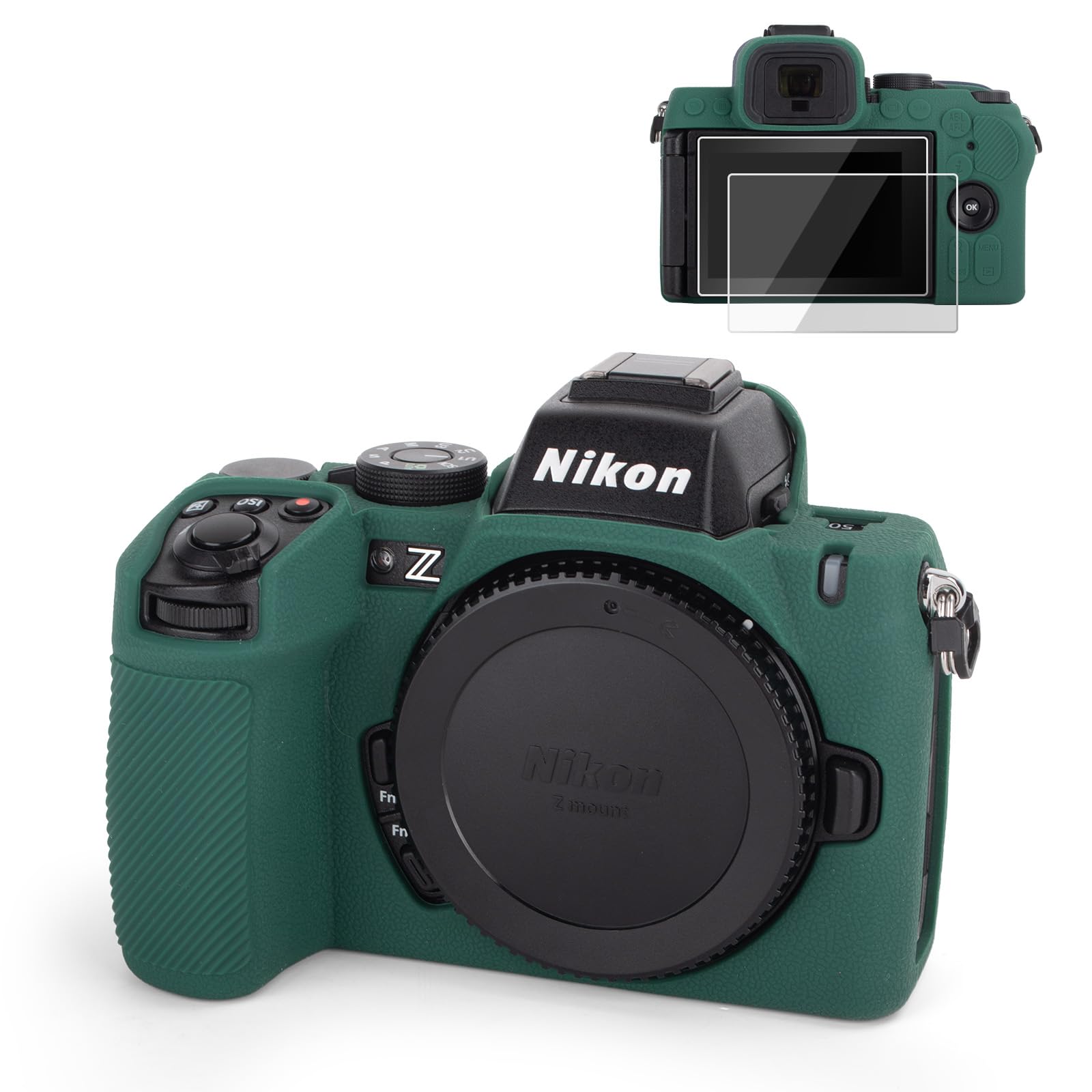 

VOVMOEYA Nikon Z50II Camera Z50II Camera Soft Nikon Z50II Screen Protector 2 Tempered Glass Perfect Fit Case, Case, (Includes Films), зелений