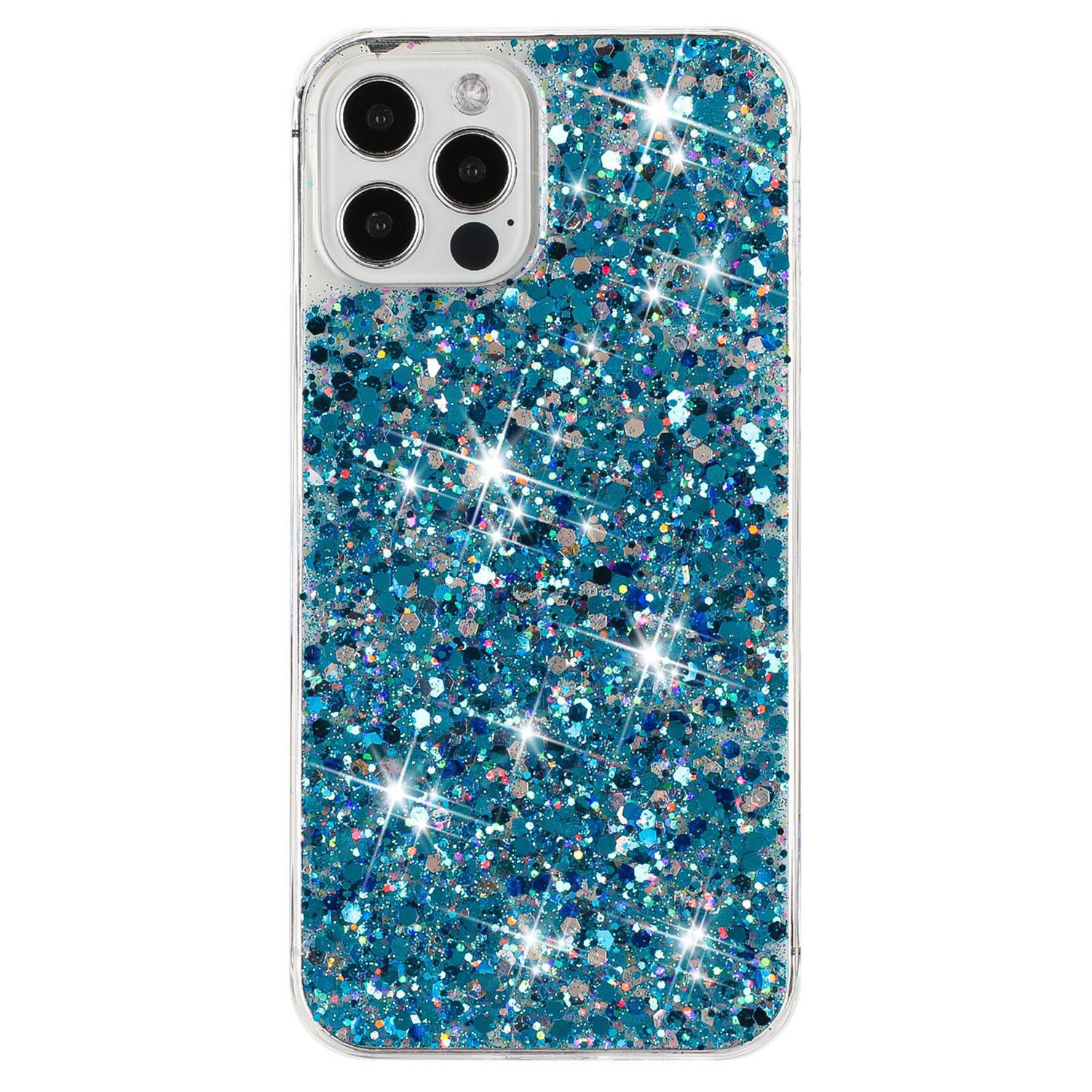 For iPhone 16 Pro Max Case TPU Drop Protection Epoxy Glittery Sequins Phone Cover E