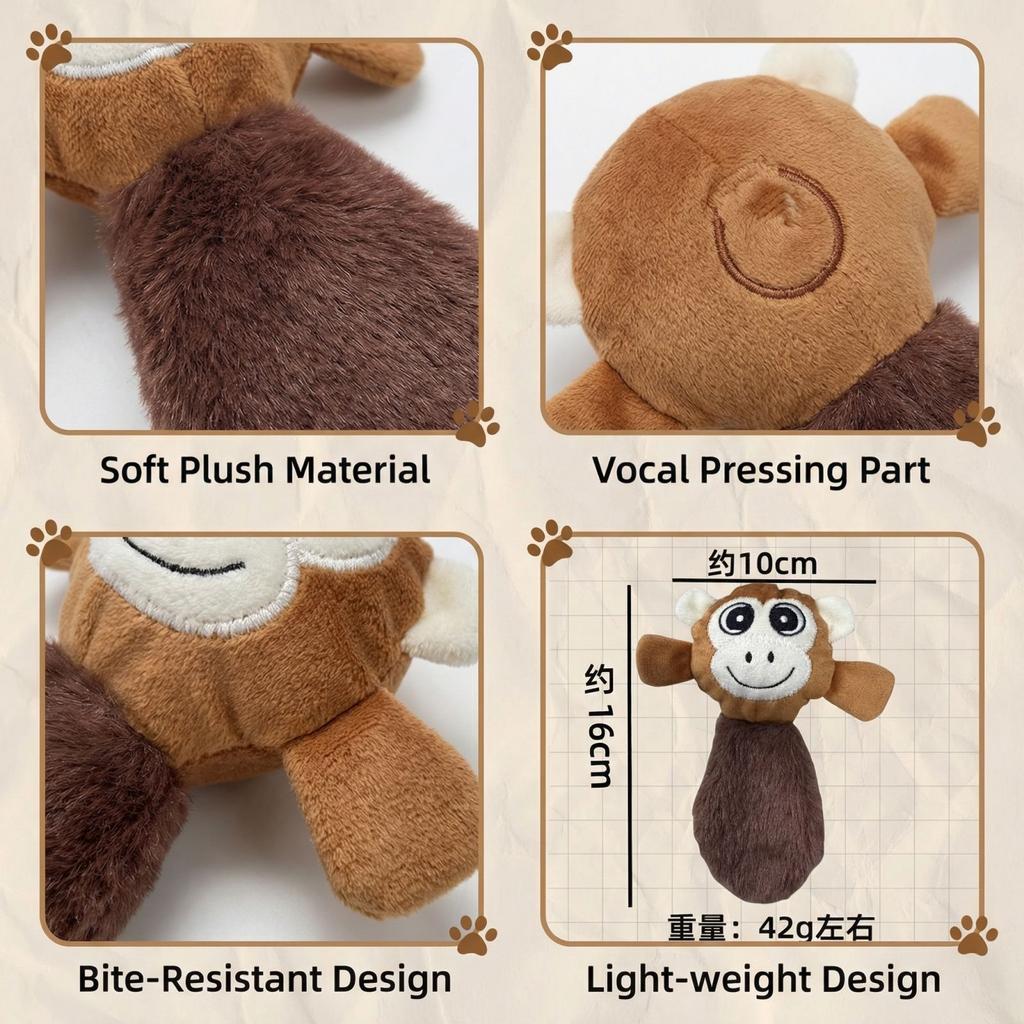 Interactive Squeaky Dog Toys Cartoon Animal Plush Pet Toys Resistant Teeth Grinding Chew Toys