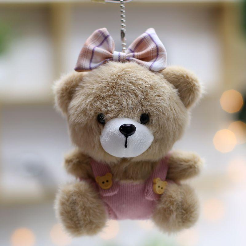 

Новый Милый Плюшевый Комбинезон Медведь Плюшевая Игрушка Кукла Креативный Брелок для Ключей для Машины Студенческий Школьный Рюкзак Подвесное Украшение 14cm