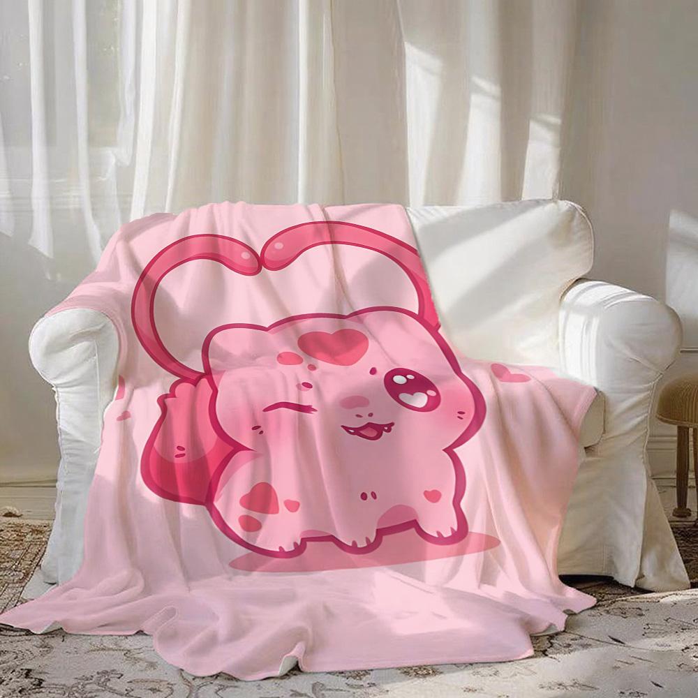 Kawaii B-Bulbasaurs Double Blanket for Bed Sofa Blankets and Camping Furry New Year Bedspread the Anime Home Decoration Sofas