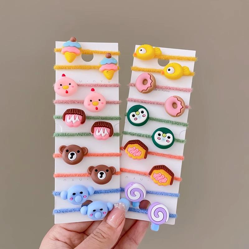 10-30PCS/Set, Cute Cartoon Animals, Hair Bands, Girls, Elastic Rubber Band, Headwear, Hair Accessories