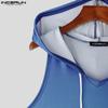 INCERUN Men Summer Sleeveless Gradient Casual Hooded Tank Tops 