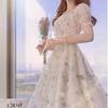 2024 Summer Floral French Ink Puff Sleeve Chiffon Dress