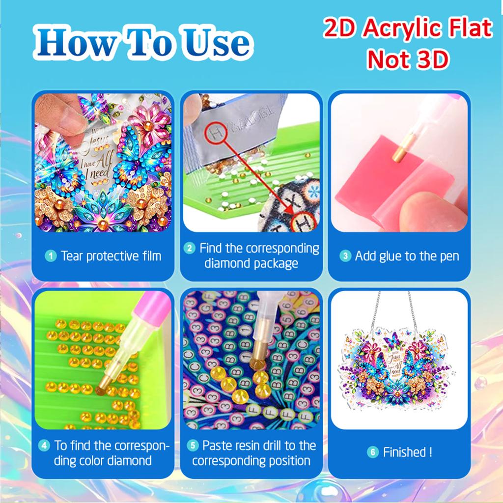 4Pcs 2D Flat DIY Special Shape Rhinestone Diamond Art Window Pendants Diamond Painting Kits Wall Decor for Home & Windows