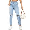 European & American Style Women's Slimming Ripped Straight-Leg Denim Pants