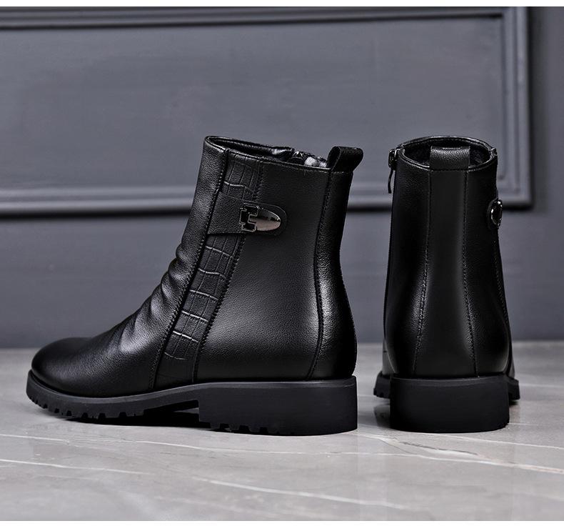 Pánské vysoké kožené martensky: Měkké, Pohodlné, Módní, Se zipem na boku, Nazouvací Neformální Kožené Boty