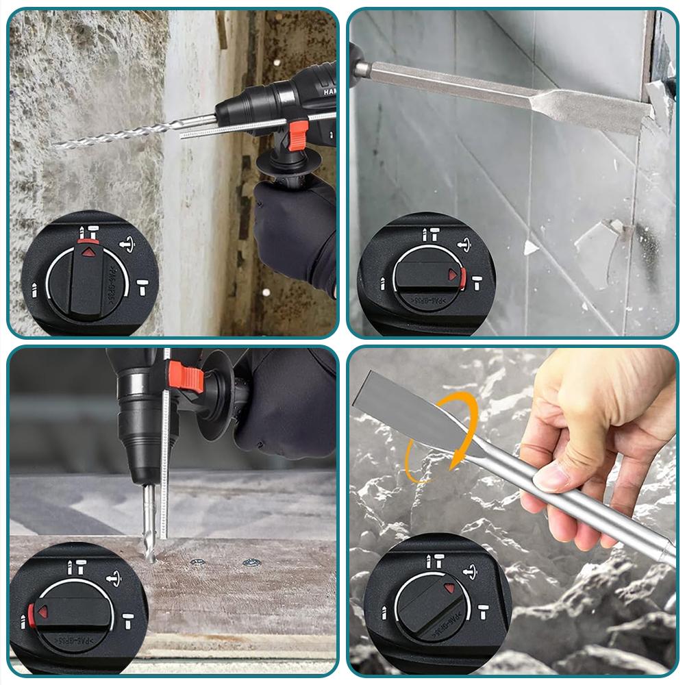 PATUOPRO 26MM Brushless Cordless Rotary Hammer Drill Electric Hammer Impact Drill Rechargeable Power Tool Fit Makita 18V Battery