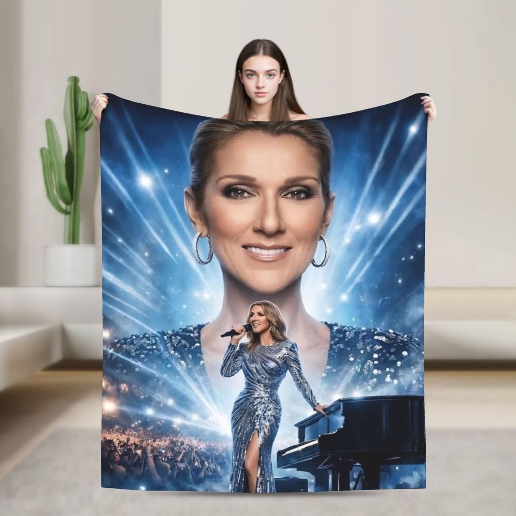 Celines Dion Siger Blanket Music Fuzzy Vintage Soft Throw Blankets for Home Summer