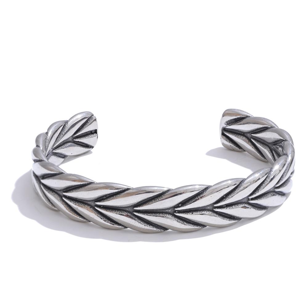

Yhpup 62mm Classic Stainless Steel Vintage Cuff Open Bracelet for Men High Quality Metal Texture Geometric Fashion Jewelry
