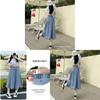 Womens Light Blue High Waist Denim Skirt With Button Splicing For Casual Spring Summer Wear