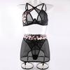 High-quality New Splicing Leopard Print Bra Mesh Perspective with Steel Ring Luxury Sexy Underwear Set