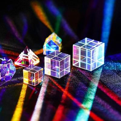 Funny Mixing Color Cube Clear Crystal Optical Dispersion Prism  Photography Props