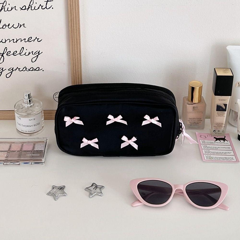 

Bowknot Bow Cosmetic Bag Pencil Case Skincare Storage Bag Nylon Makeup Bag Girls Style 2