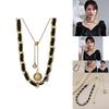 Elegant European Retro Black Handmade Woven Pearl Necklace For Women With Butterfly Bow Design